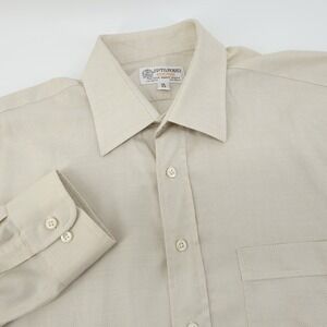 JP Tilford Custom Dress Shirt Mens Large 16-33 Beige Long Sleeve‎ Cotton Blend